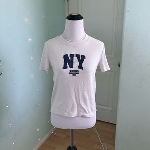 Zara NY Baby Crop Tee Shirt White Cream